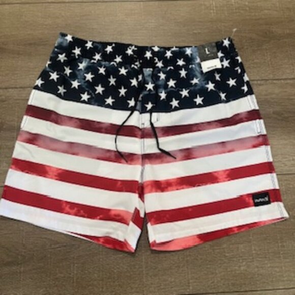 NEW Hurley Board Shorts Men’s Large Flag Patriotic‎ Stars & Stripes - Picture 15 of 15